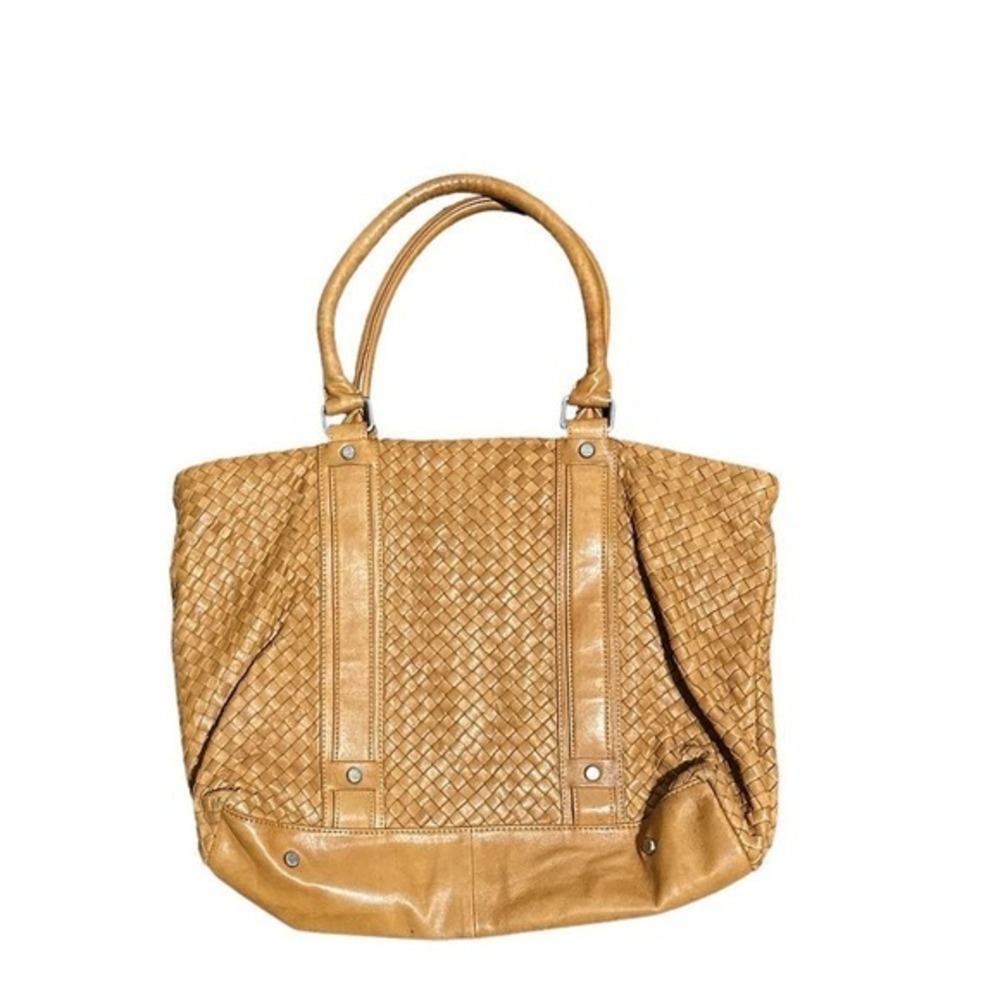 Sondra‎ Roberts Tan Woven Leather Tote Bag Shoulder Bag Tan Brown
